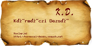 Körmöczi Dezső névjegykártya